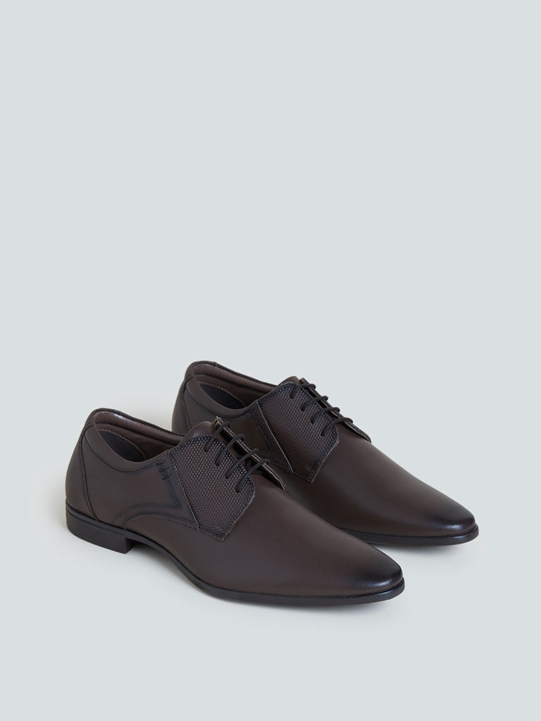 SOLEPLAY Dark Brown Textured Lace-Up Shoes